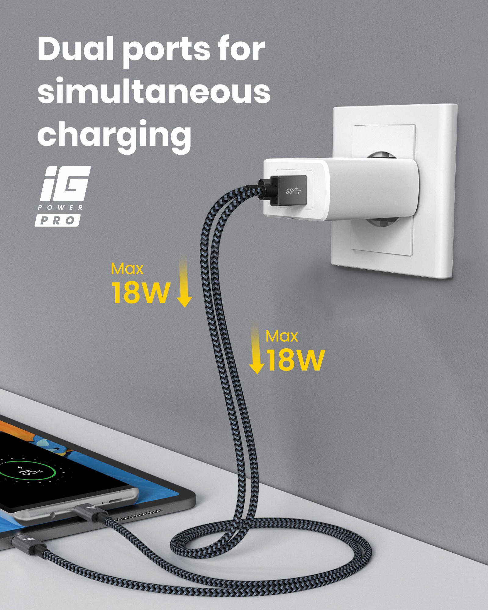 RAMPOW 36W Dual-Port-Typ-C-Wand-Ladegerät Mit 30W Leistungsabgabe 3.0 Schnellladenetzteil - Weiß, EU-Stecker-9