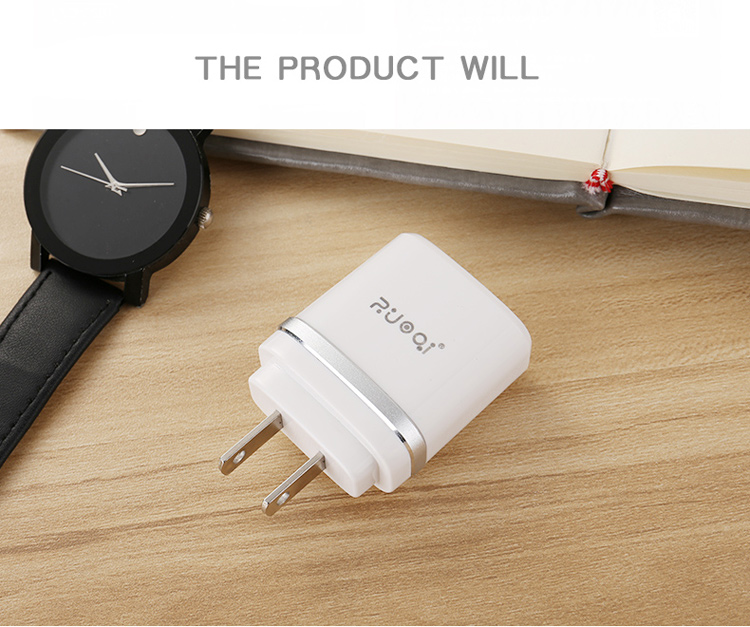 ZUOQI L201 US Plug Dual USB AC Power Adapter Travel Wall Charger for iPhone Samsung - Silver-25