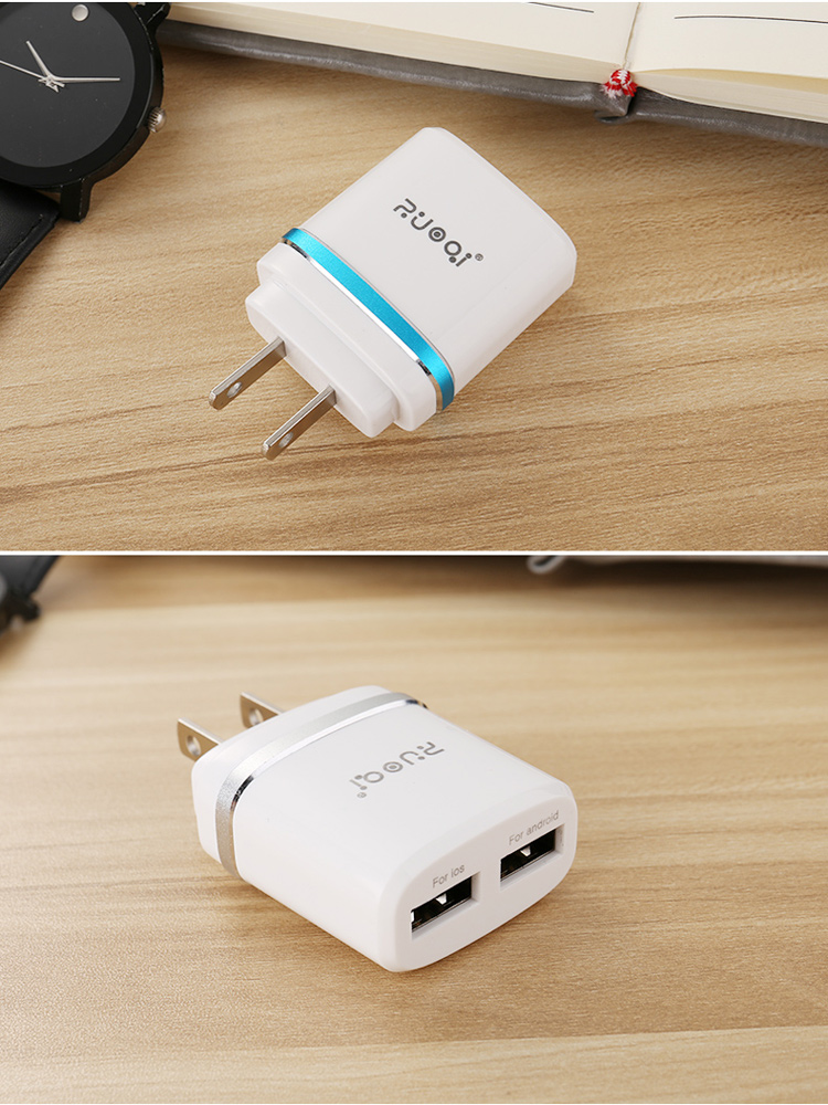 ZUOQI L201 US Plug Dual USB AC Power Adapter Travel Wall Charger for iPhone Samsung - Silver-28