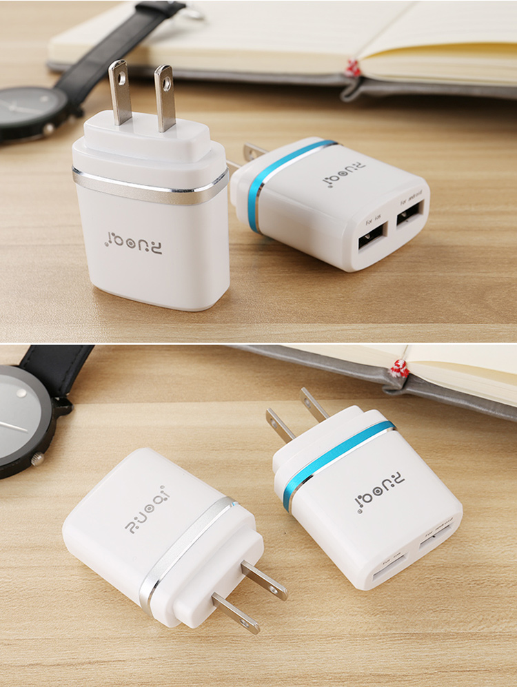 ZUOQI L201 US Plug Dual USB AC Power Adapter Travel Wall Charger for iPhone Samsung - Silver-32