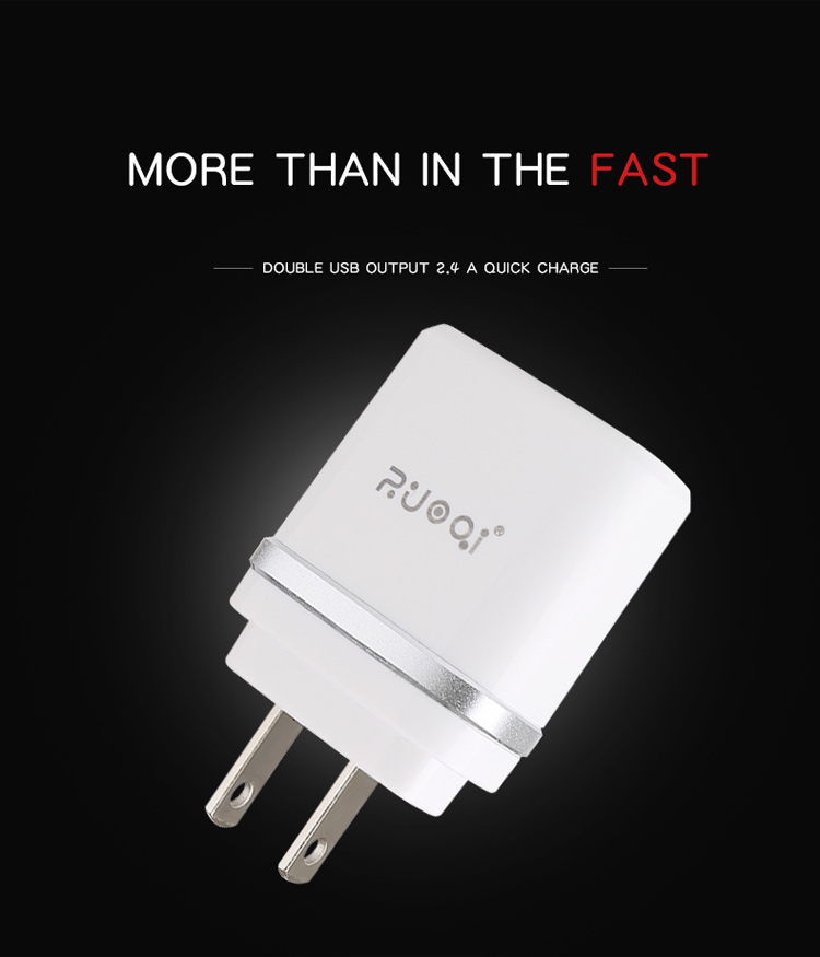 ZUOQI L201 US Plug Dual USB AC Power Adapter Travel Wall Charger for iPhone Samsung - Silver-1