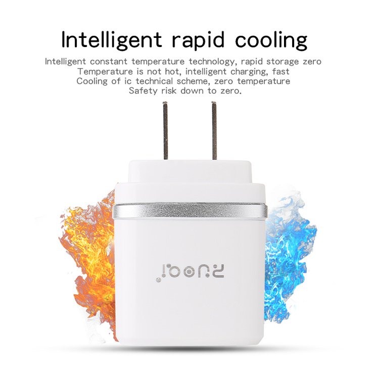 ZUOQI L201 US Plug Dual USB AC Power Adapter Travel Wall Charger for iPhone Samsung - Silver-12