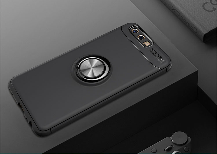 Custodia TPU Per Kickstand Per Dito Per Huawei P10 (tela in Metallo Incorporato) - Nero