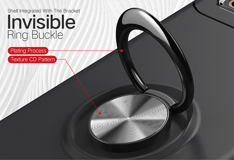 Fingerring Kickstand Tpu-hülle Für Huawei P10 (eingebaute Metallblech) - Schwarz