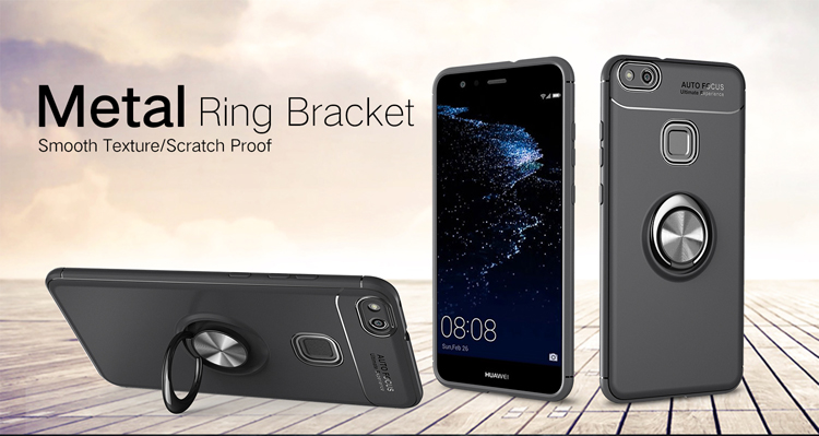 Fingerring Kickstand TPU Back-hülle Für Huawei P10 Lite (eingebauter Magnethalter Metallblech) - Schwarz / Rot