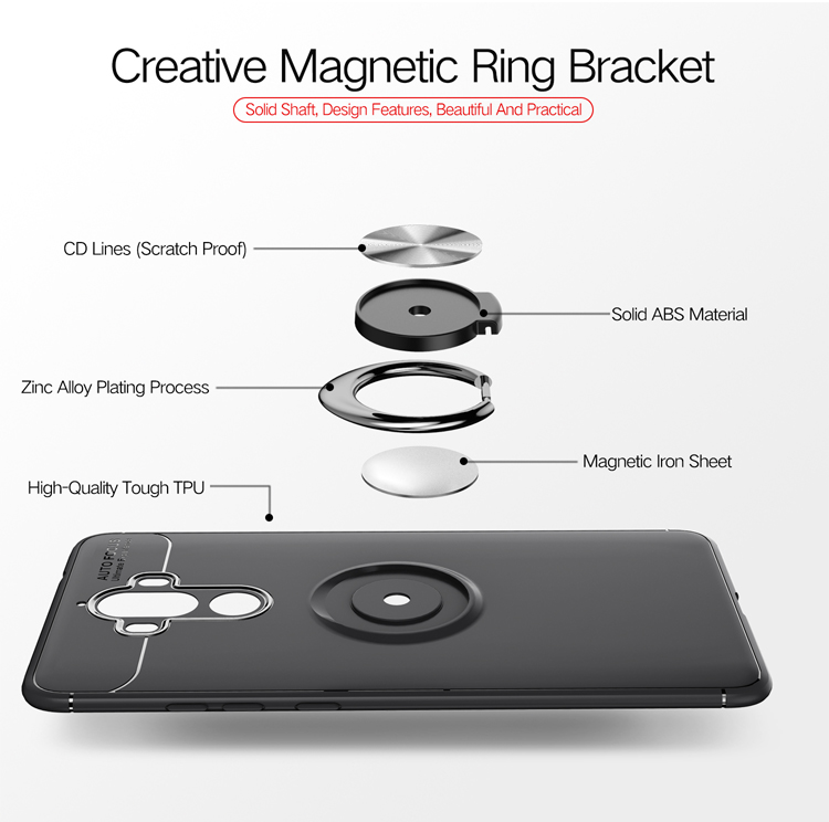 Magnetfinger Ring Kickstand TPU -telefonfall Für Huawei Mate 9 - Schwarz