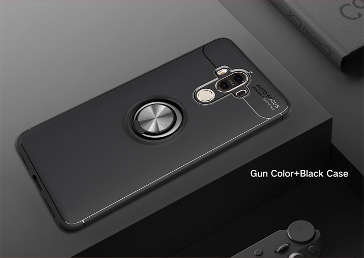 Magnetfinger Ring Kickstand TPU -telefonfall Für Huawei Mate 9 - Schwarz