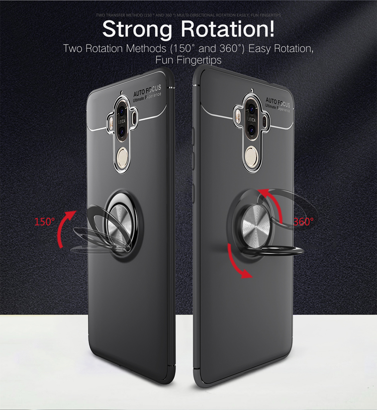 Magnetfinger Ring Kickstand TPU -telefonfall Für Huawei Mate 9 - Schwarz