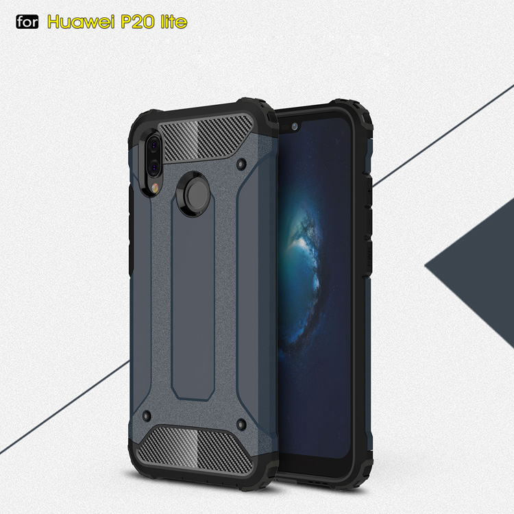 Armor Guard Plastic + TPU Hybrid Shell Para Huawei P20 Lite / Nova 3e (China) - Plata