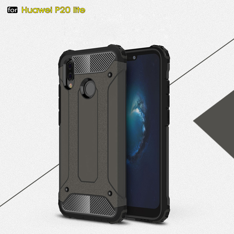 Armor Guard Plastic + TPU Hybrid Shell Para Huawei P20 Lite / Nova 3e (China) - Plata