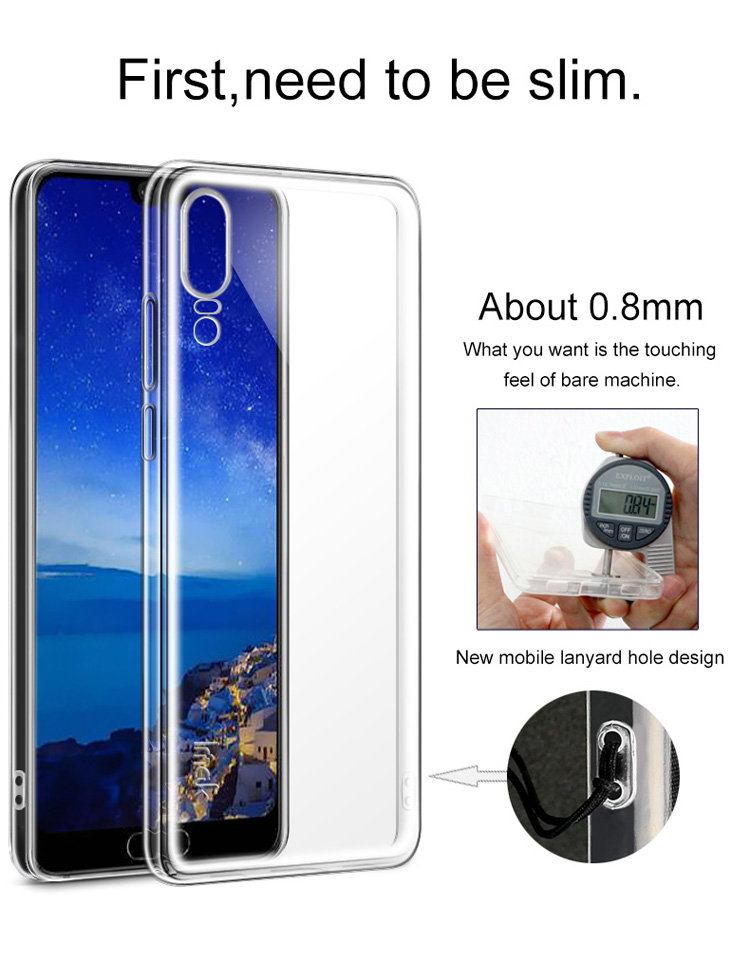 Case Furtive IMAK Effacer 0,7 mm TPU Back Shell + Protecteur D'écran Pour Huawei P20