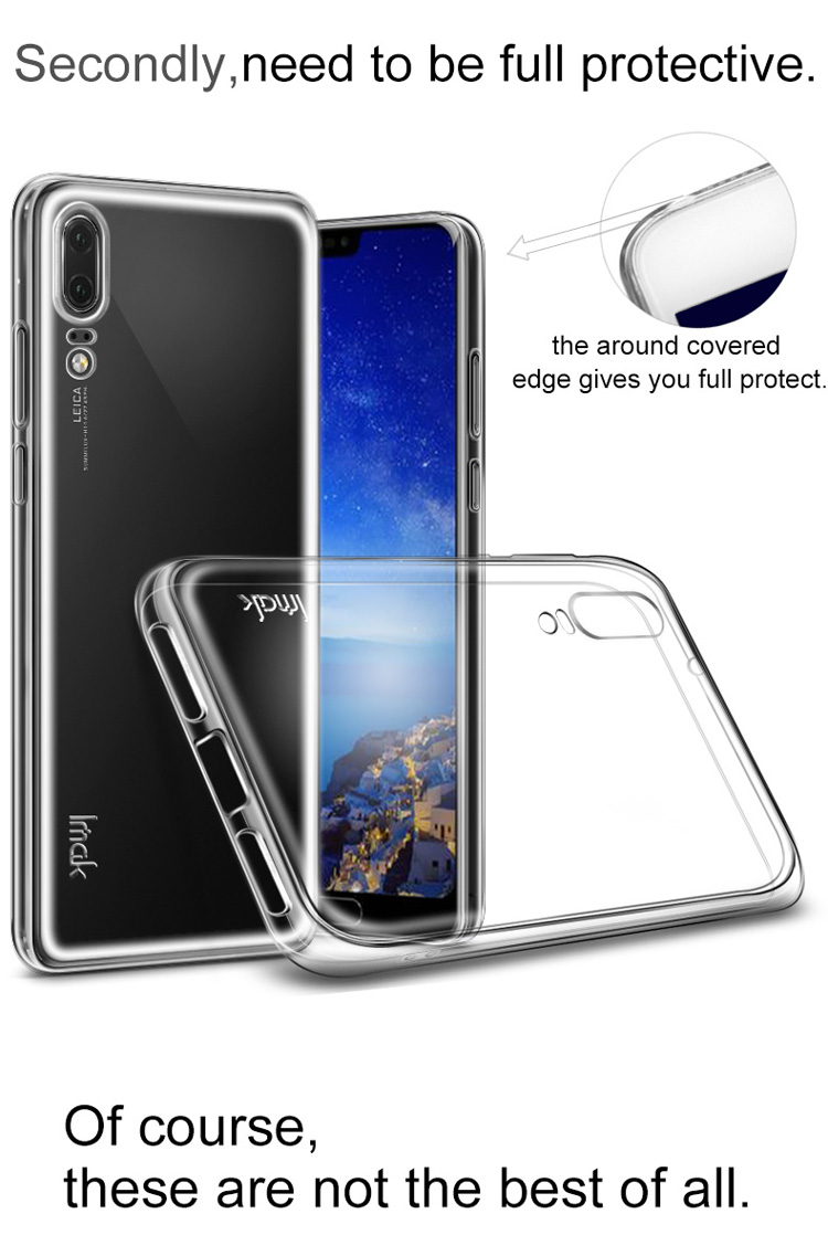 Case Furtive IMAK Effacer 0,7 mm TPU Back Shell + Protecteur D'écran Pour Huawei P20