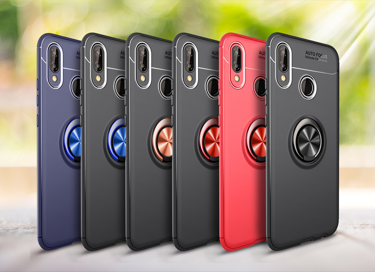 Rogue de Doigt Kickstand TPU Mobile Case Pour Huawei P20 Lite / Nova 3e (feuille de Métaux Magnétiques Intégrée) - le Noir