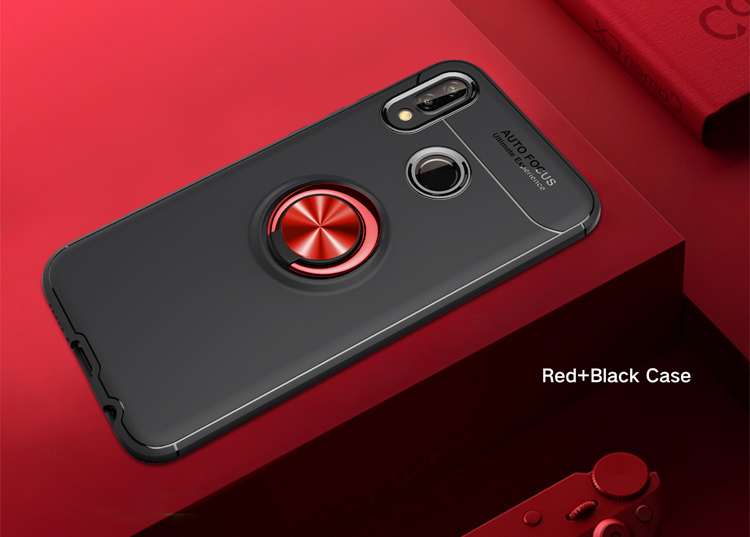 Rogue de Doigt Kickstand TPU Mobile Case Pour Huawei P20 Lite / Nova 3e (feuille de Métaux Magnétiques Intégrée) - le Noir