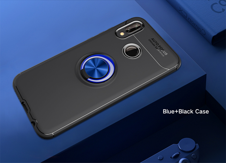 Caixa Móvel TPU Ring Kickstand TPU Para Huawei P20 Lite/Nova 3 (folha de Metal Magnético Embutido) - Preto