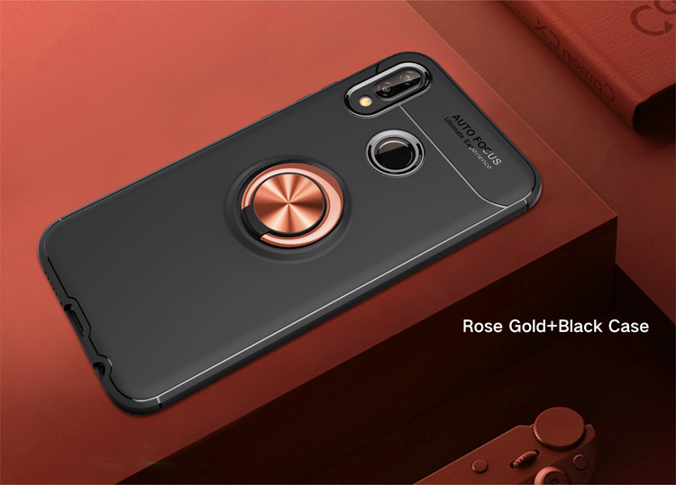 Rogue de Doigt Kickstand TPU Mobile Case Pour Huawei P20 Lite / Nova 3e (feuille de Métaux Magnétiques Intégrée) - le Noir