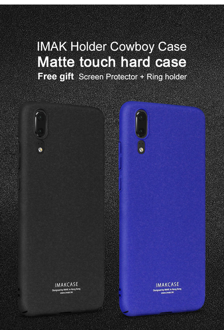 Imak Ringhalter Kickstand Matte Hard Case + Bildschirmschutz Für Huawei P20 - Schwarz