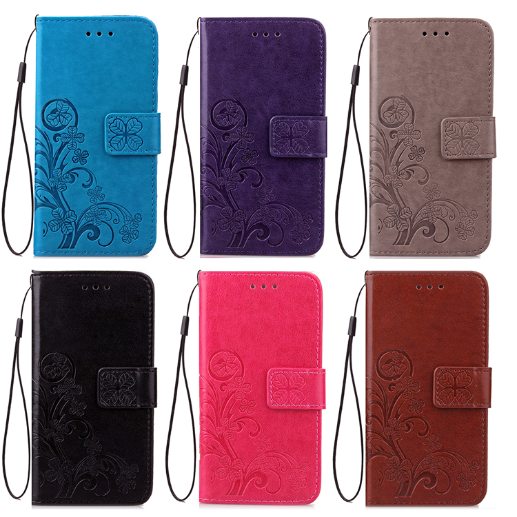 Imprint Clover Pattern Leather Wallet Stand Case for Huawei P Smart/Enjoy 7S - Black-25