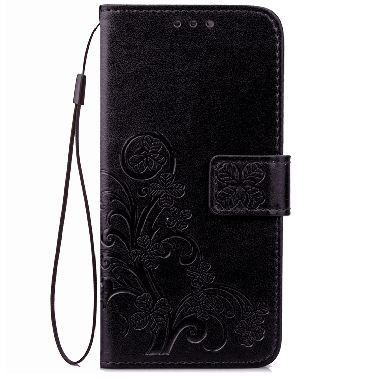 Imprint Clover Pattern Leather Wallet Stand Case for Huawei P Smart/Enjoy 7S - Black-3