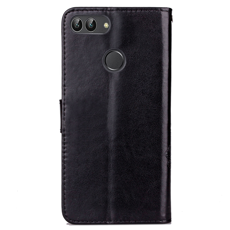 Imprint Clover Pattern Leather Wallet Stand Case for Huawei P Smart/Enjoy 7S - Black-6