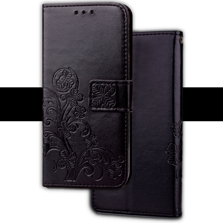 Imprint Clover Pattern Leather Wallet Stand Case for Huawei P Smart/Enjoy 7S - Black-16