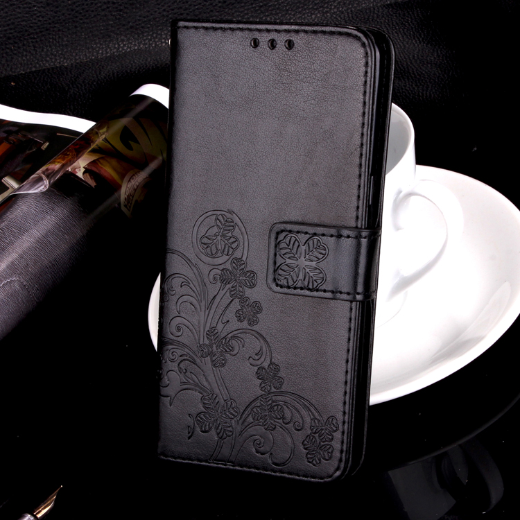 Imprint Clover Pattern Leather Wallet Stand Case for Huawei P Smart/Enjoy 7S - Black-18