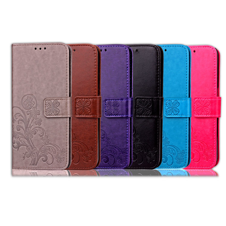 Imprint Clover Pattern Leather Wallet Stand Cover for Huawei P Smart/Enjoy 7S - Grey-25