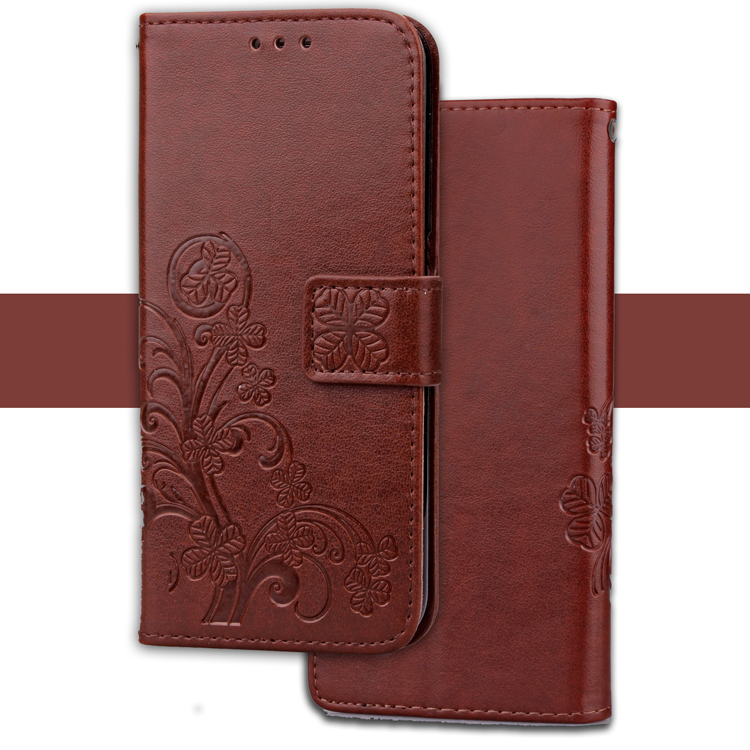 Imprint Clover Pattern Leather Wallet Stand Cell Phone Case for Huawei P Smart/Enjoy 7S - Brown-15