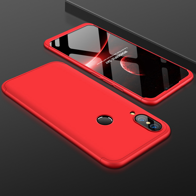 Estuche De Cáscara Dura Mate De 3 Piezas Desmontable De GKK Para Huawei P20 Lite / NOVA 3E - Rojo / Negro