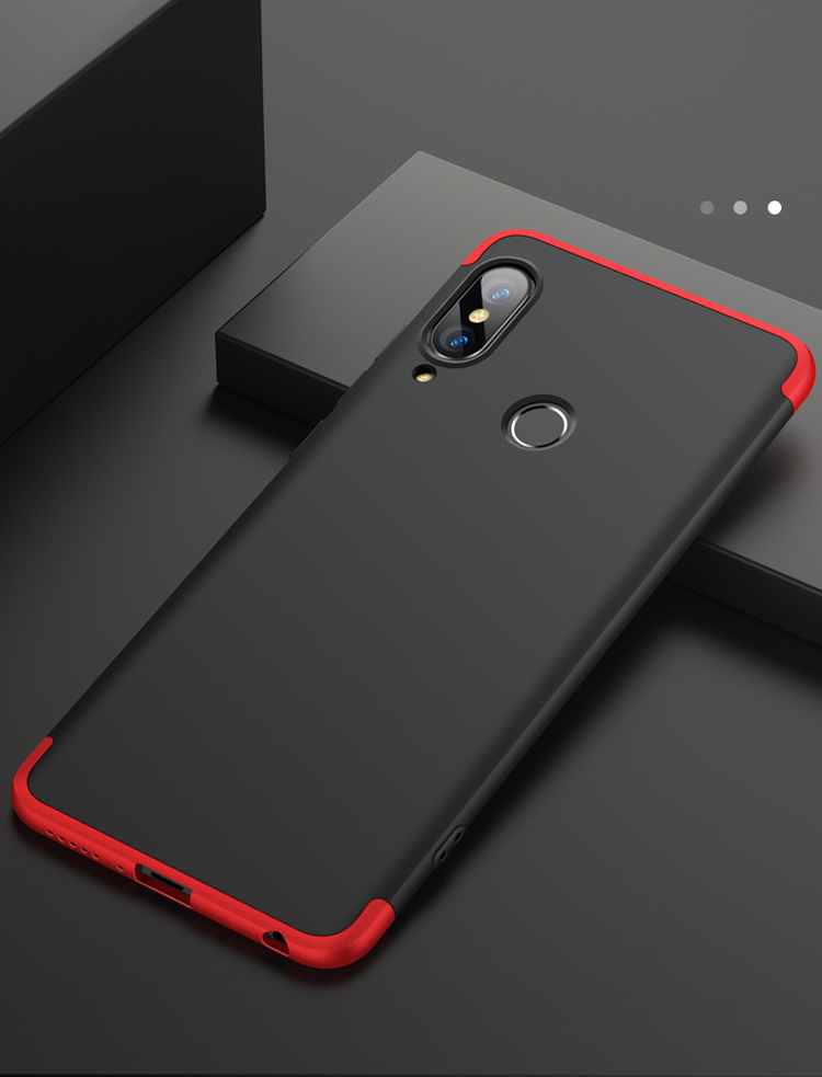 Custodia Rigida A Conchiglia Opaca A 3 Pezzi GKK Per Huawei P20 Lite / Nova 3e. - Rosso / Nero