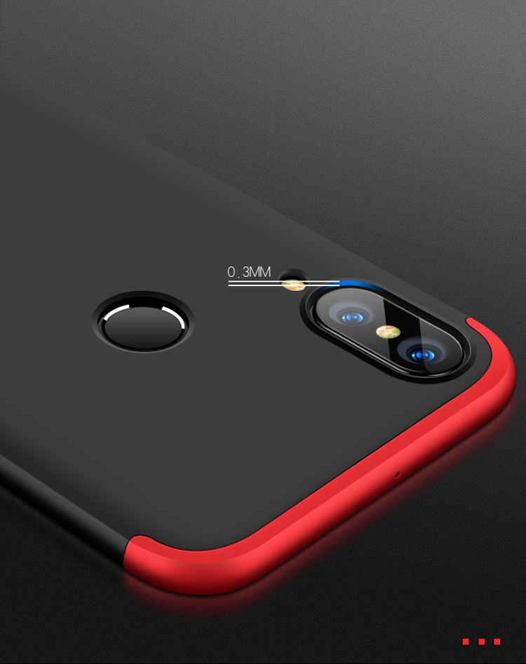 Custodia Rigida A Conchiglia Opaca A 3 Pezzi GKK Per Huawei P20 Lite / Nova 3e. - Rosso / Nero