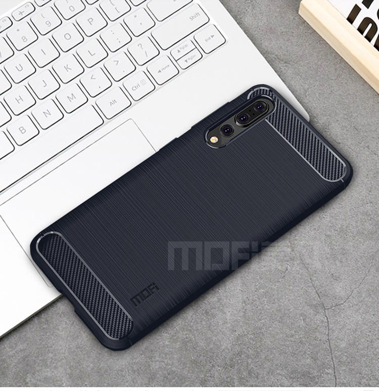 Mofi Carbonfaser Textur Gebürstete TPU -hülle Für Huawei P20 Pro - Schwarz