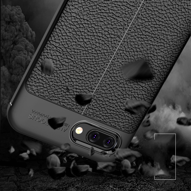 Litchi Texture TPU Case de Teléfonos Móviles Para Huawei Honor 10 - Negro