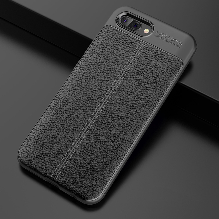 Litchi Texture TPU Case de Teléfonos Móviles Para Huawei Honor 10 - Negro