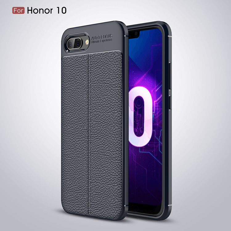 Custodia Per Telefono Cellulare TPU di Litchi Texture Per Huawei Honor 10 - Nero