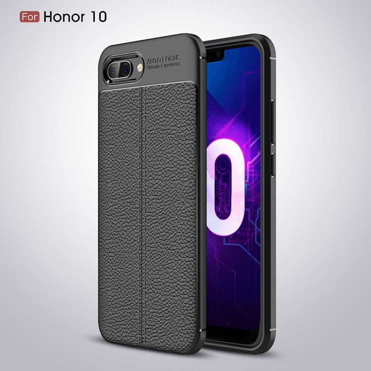 Litchi Textur TPU Mobiltelefonkoffer Für Huawei Honor 10 - Schwarz