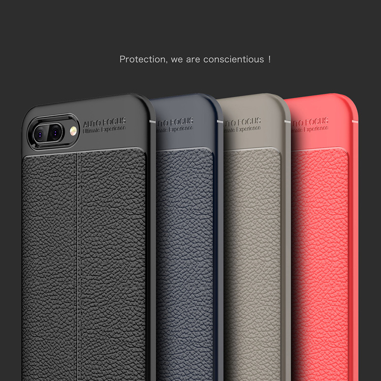 Litchi Texture TPU Case de Téléphone Portable Pour Huawei Honor 10 - le Noir