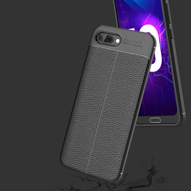 Litchi Texture TPU Case de Téléphone Portable Pour Huawei Honor 10 - le Noir