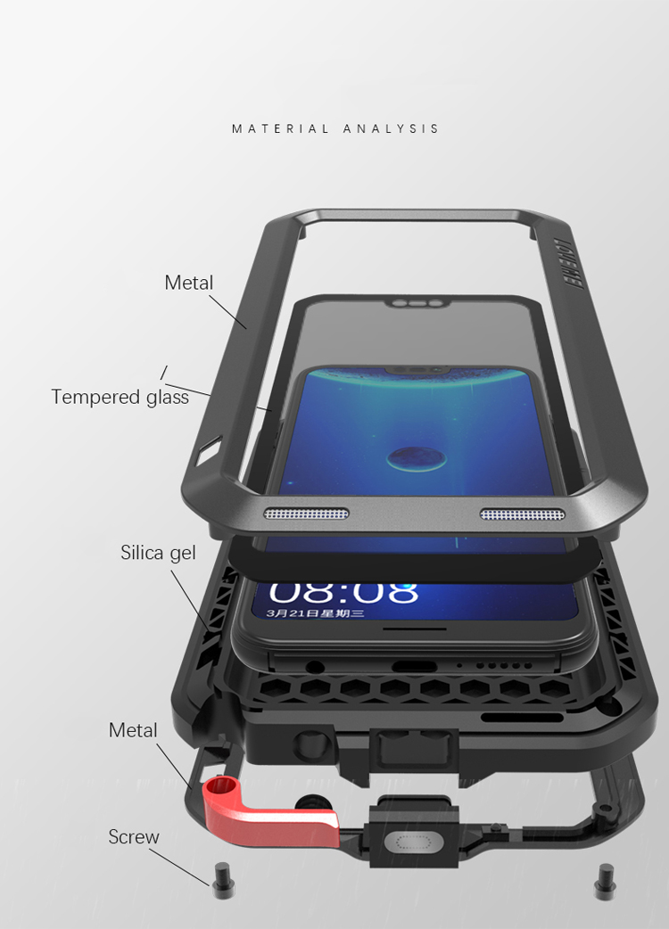 Liebe Mei Staubdesticht Von Schockdestofem, Spritzsicherem Leistungsstarkem Metallverteidiger Hülle Für Huawei P20 Lite / Nova 3e - Schwarz