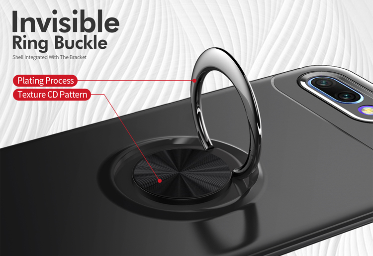 Fingerring Kickstand TPU Mobile Hülle Für Huawei Honor 10 (eingebaute Magnetmetallblech) - Schwarz