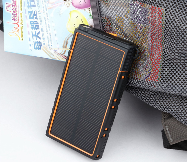 Wasserdicht/schockdes/staubdestfestes Dual-usb 10000mah Solar Power Bank Telefon Tablette Externe Batterie Mit Taschenlampe - Orange