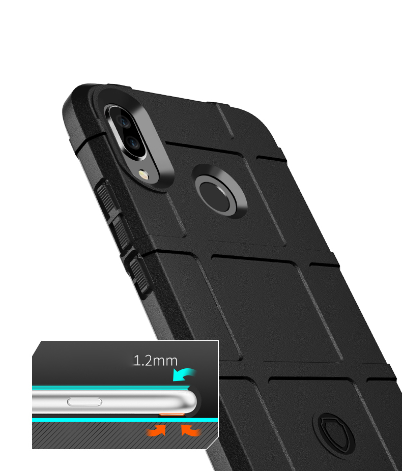 Anti-choque Grade Quadrado Textura Macia Tpu Telefone Celular Para Huawei P Inteligente + / NOVA 3I. - Preto