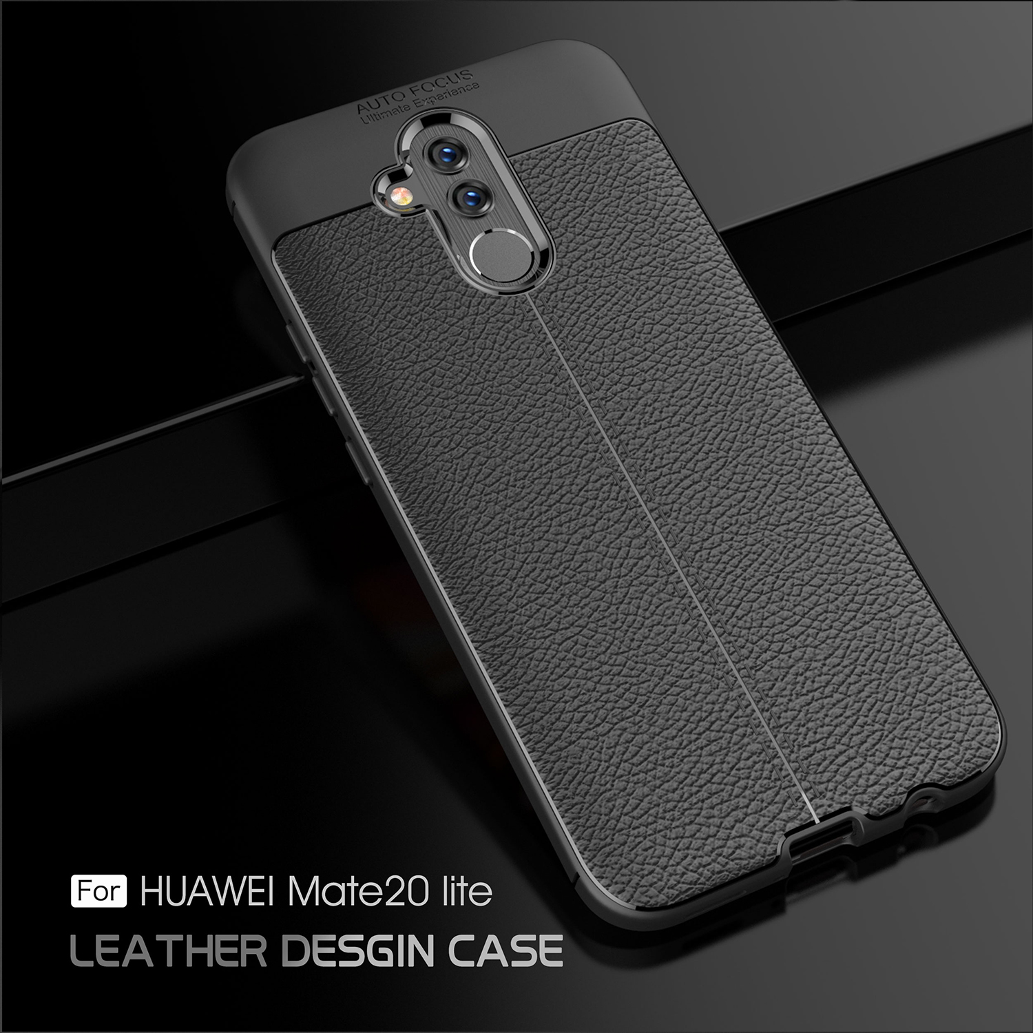 Litchi Grão Tpu Mole Tpu Para Huawei Mate 20 Lite - Preto