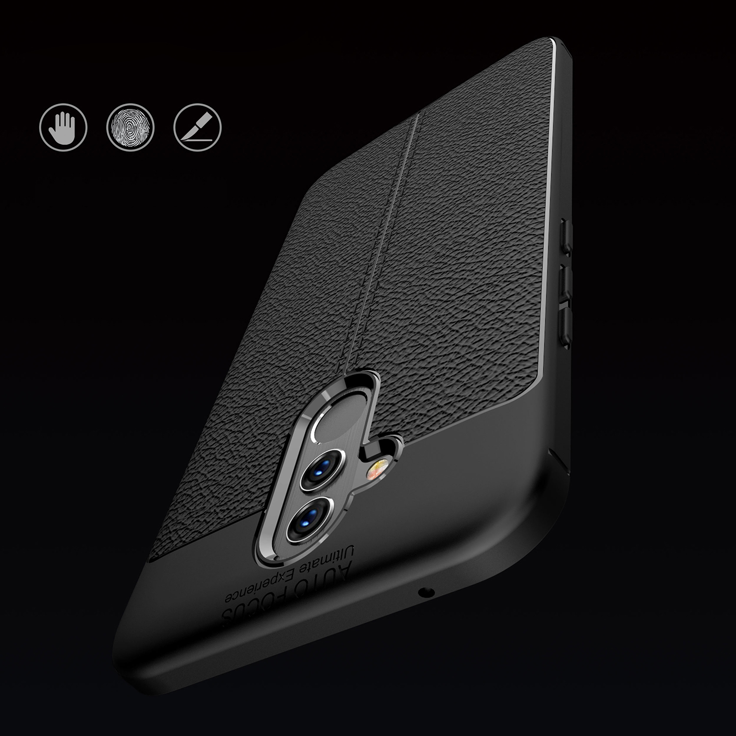 Cover Posteriore Tpu Morbido Per Grano Litchi Per Huawei Mate 20 Lite - Nero