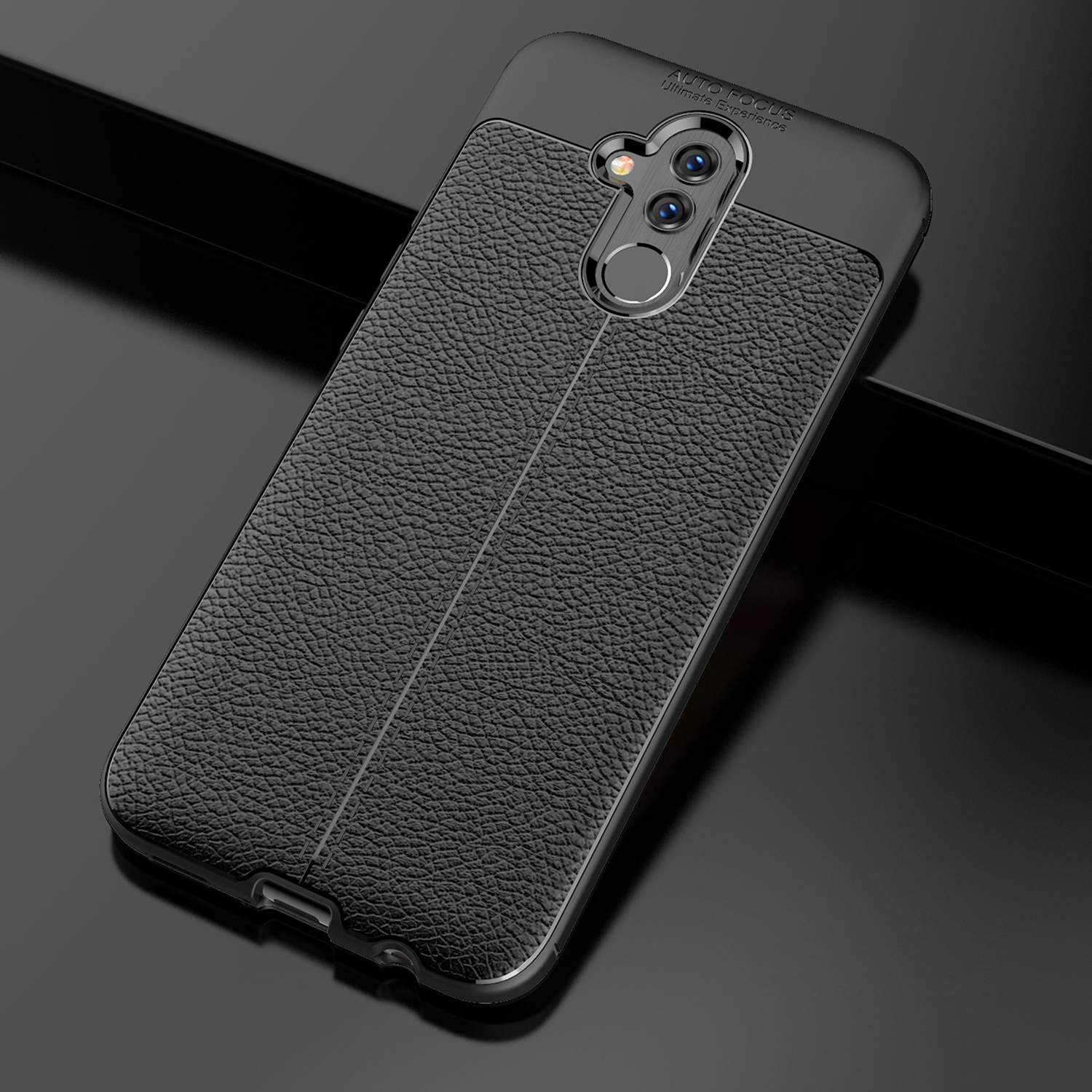 Cover Posteriore Tpu Morbido Per Grano Litchi Per Huawei Mate 20 Lite - Nero