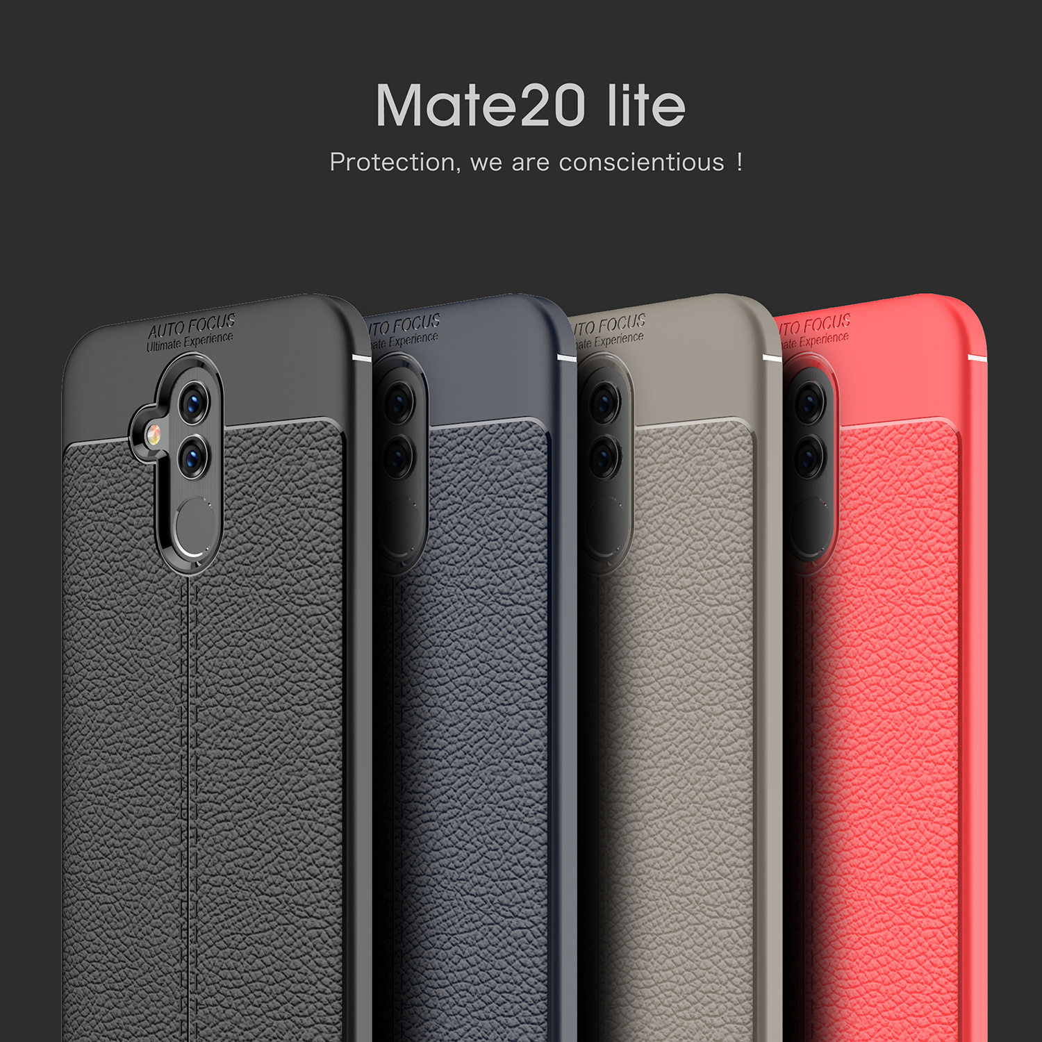 Cover Posteriore Tpu Morbido Per Grano Litchi Per Huawei Mate 20 Lite - Nero