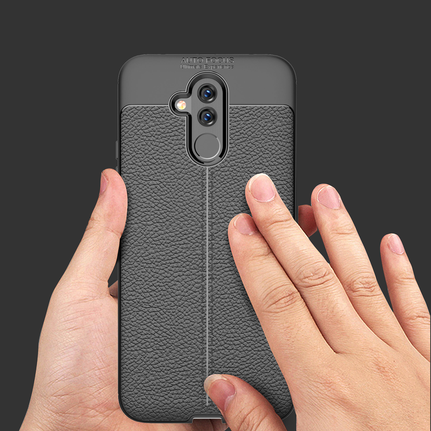 Cover Posteriore Tpu Morbido Per Grano Litchi Per Huawei Mate 20 Lite - Nero