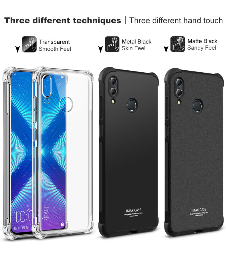 Imak Skin Feel Anti-drop TPU Case + Explosion-защищенная Экрана Для Huawei Honor 8x / Честь View 10 Lite - Матовый Черный