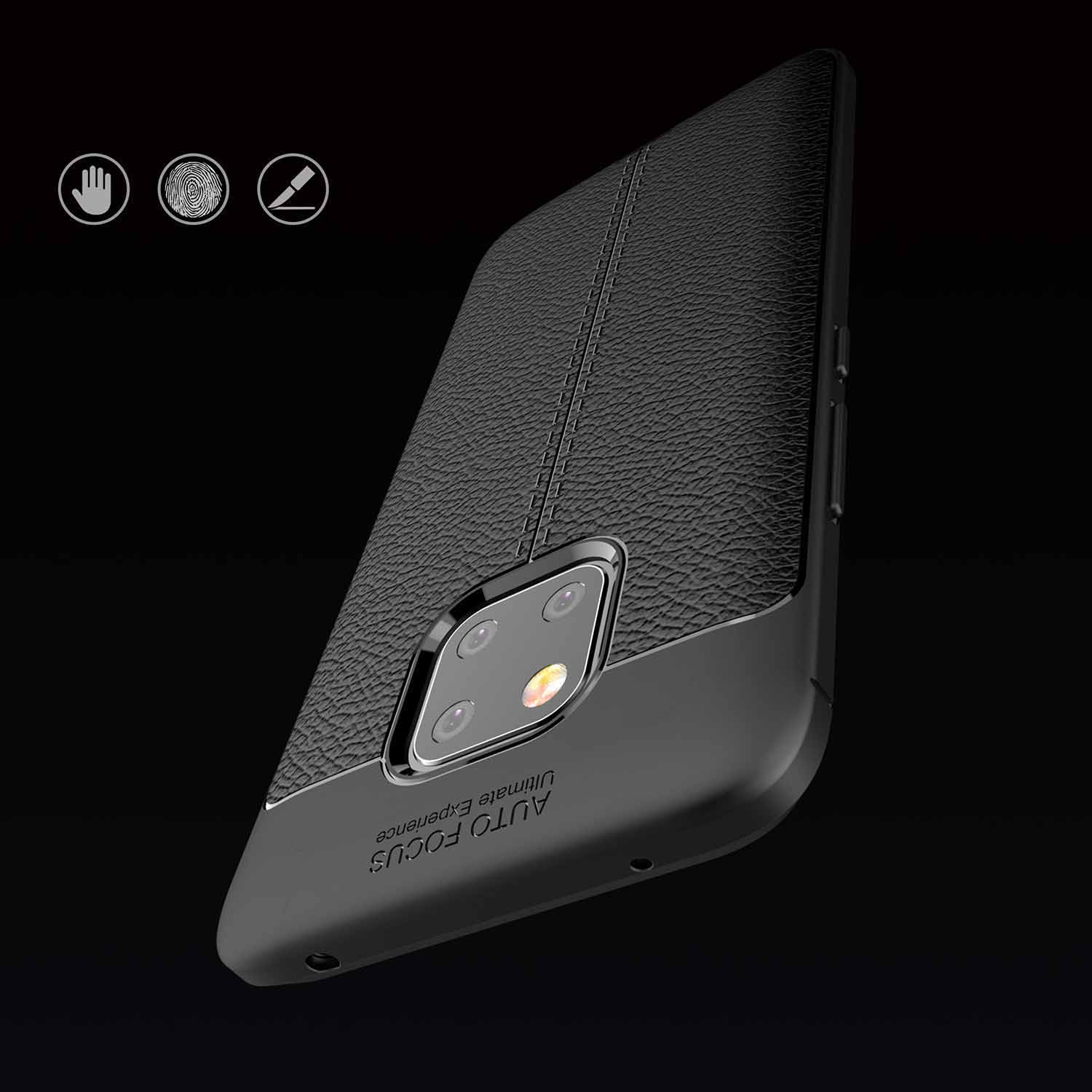 Litchi Textura TPU Back Case Para Huawei Mate 20 Pro - Preto