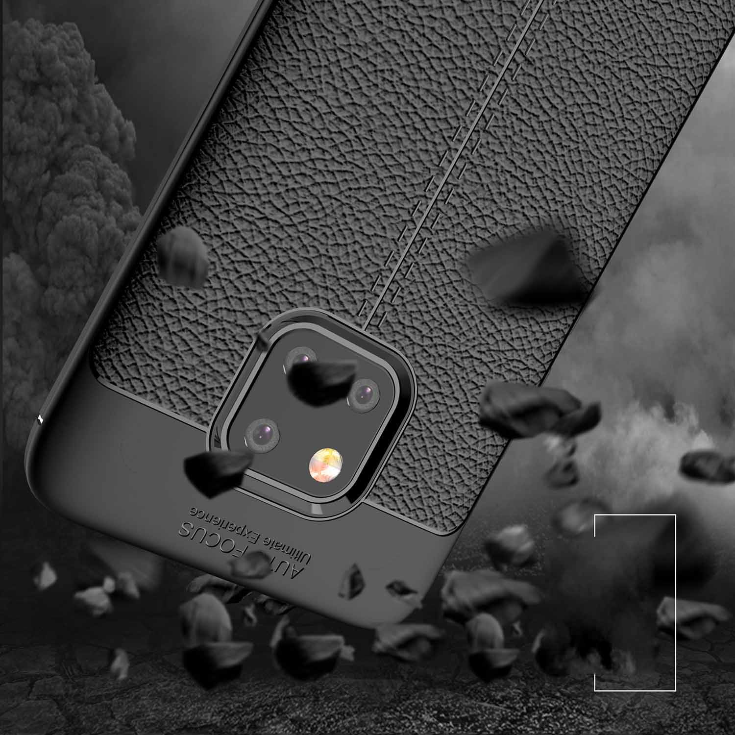 Litchi Texture TPU Back Case Para Huawei Mate 20 Pro - Negro